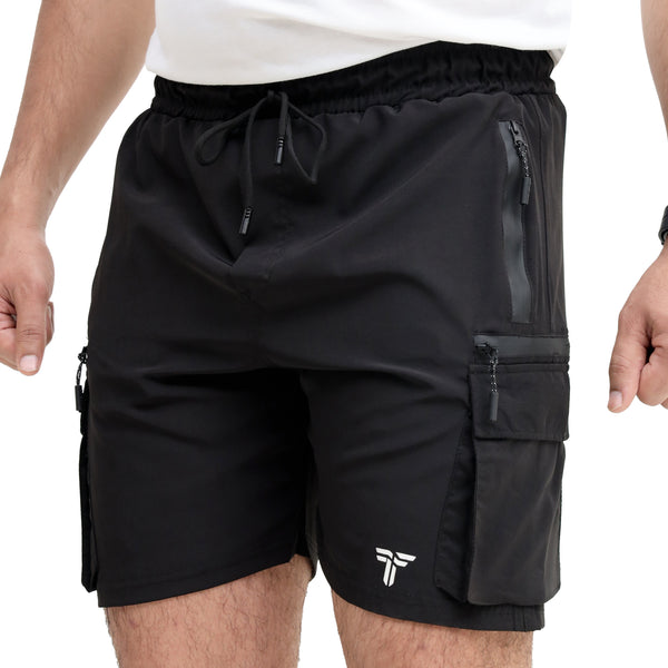 Black Cargo Shorts by Trendz Fitter